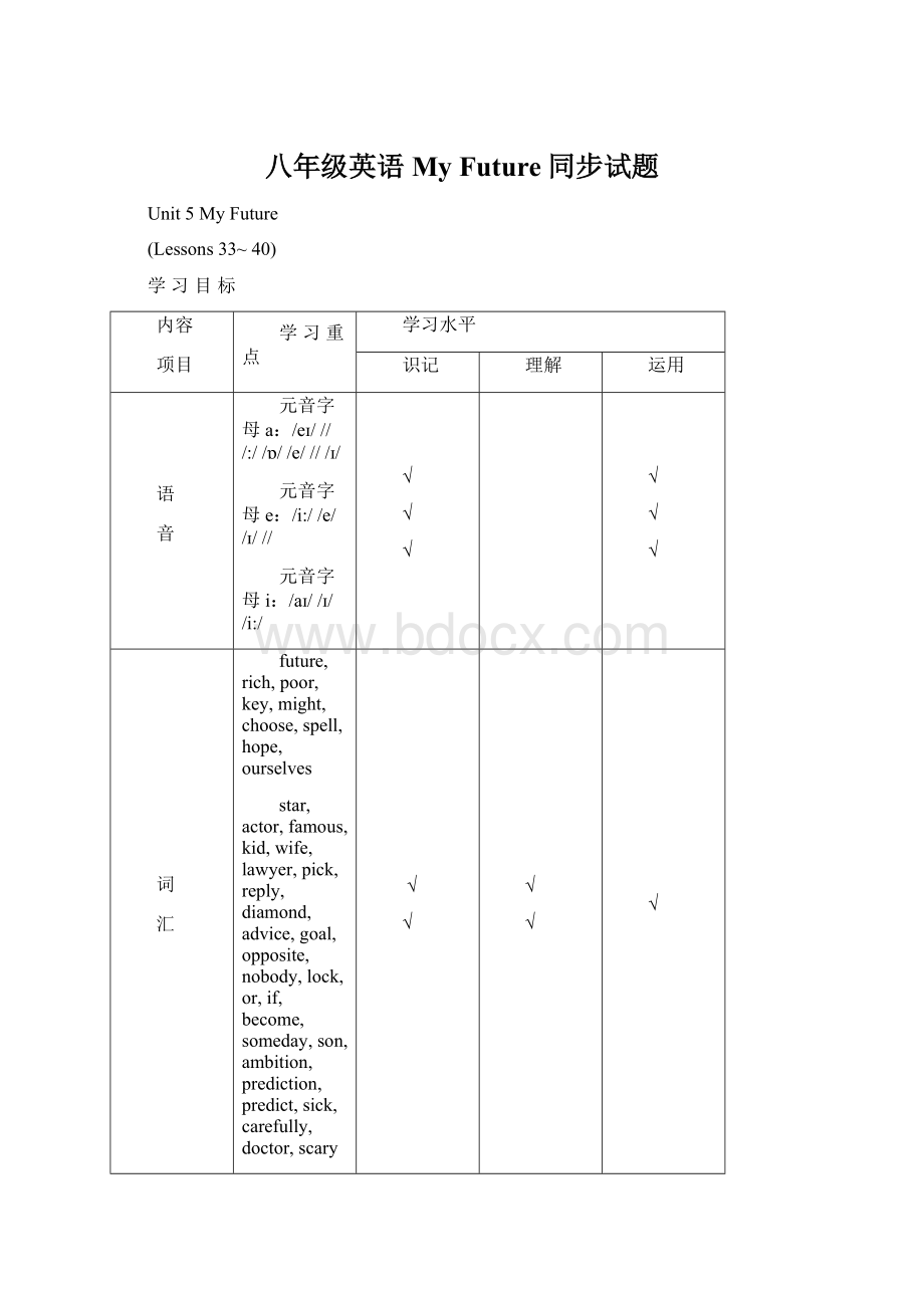 八年级英语My Future同步试题Word下载.docx