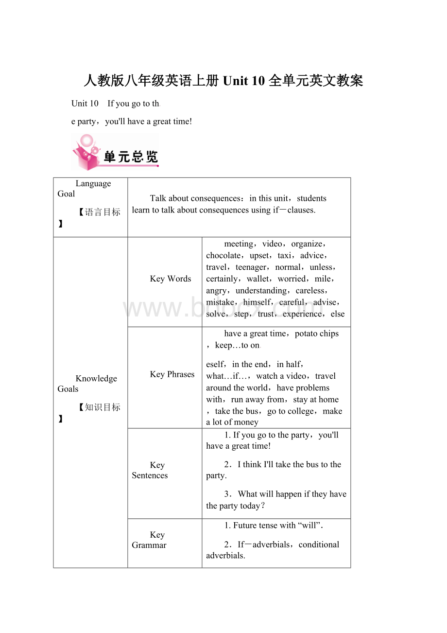 人教版八年级英语上册 Unit 10 全单元英文教案.docx