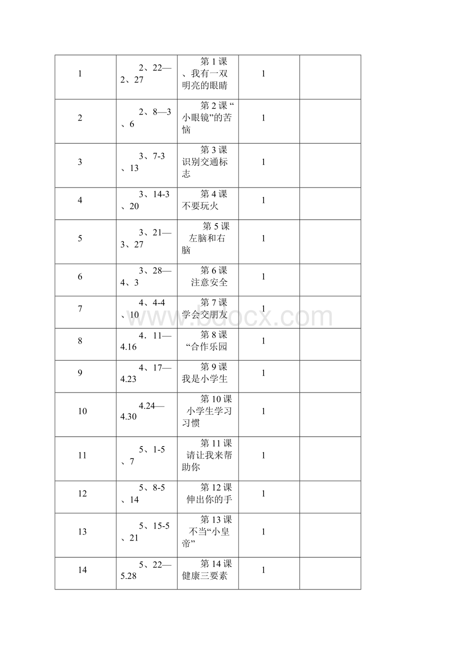 二年级下册健康教育教学计划教案Word格式.docx_第3页