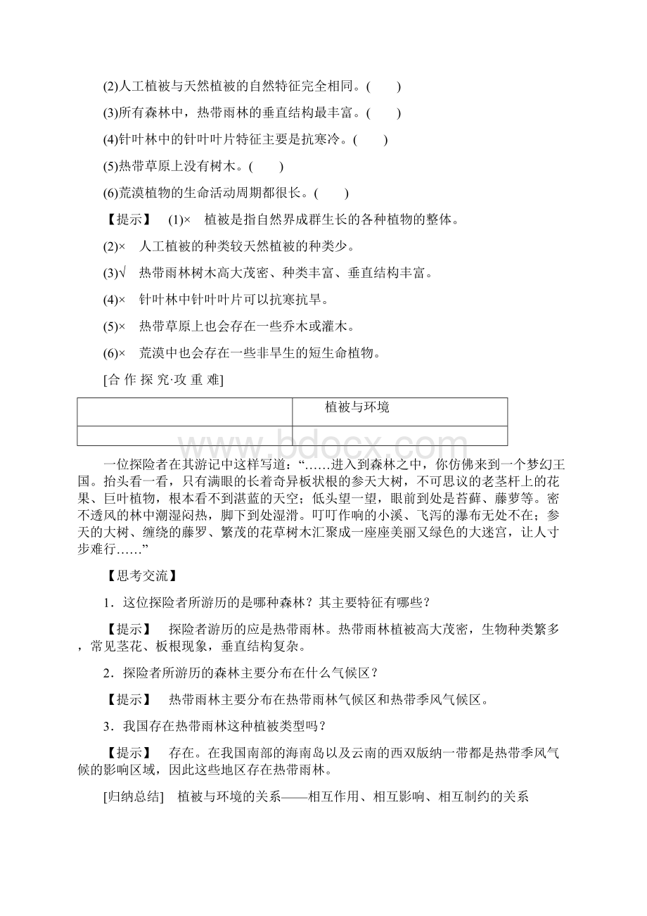 高中地理 第3单元 从圈层作用看地理环境内在规律 附4 主要植被同步学案 鲁教版必修1.docx_第3页