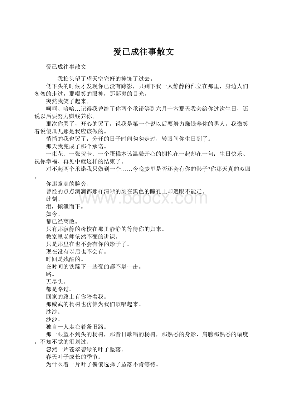 爱已成往事散文Word文档格式.docx