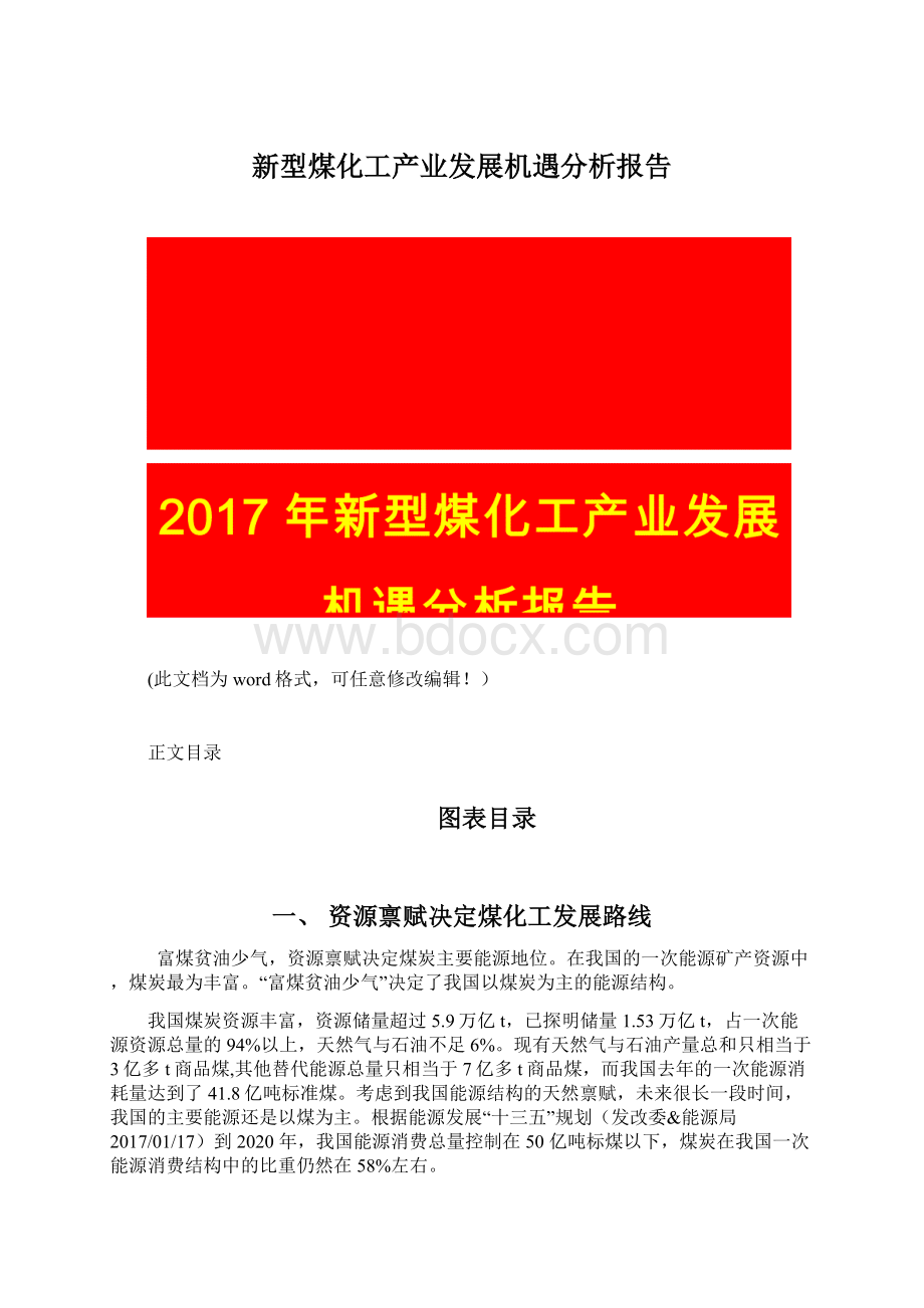 新型煤化工产业发展机遇分析报告.docx