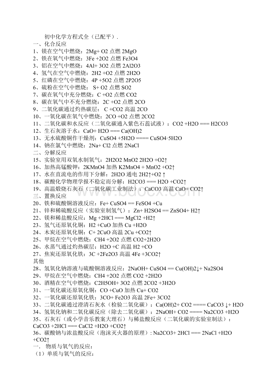 初中常见化学式及化学方程式大全.docx_第3页