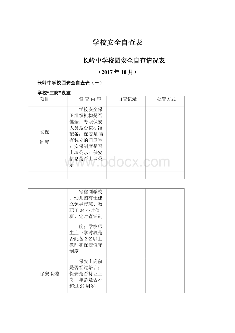 学校安全自查表文档格式.docx