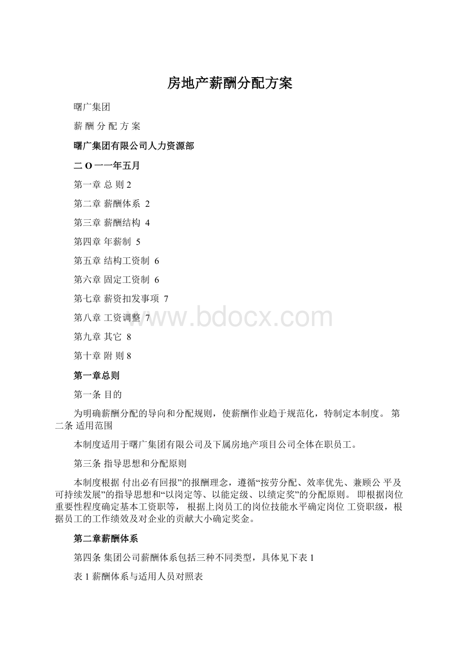 房地产薪酬分配方案文档格式.docx