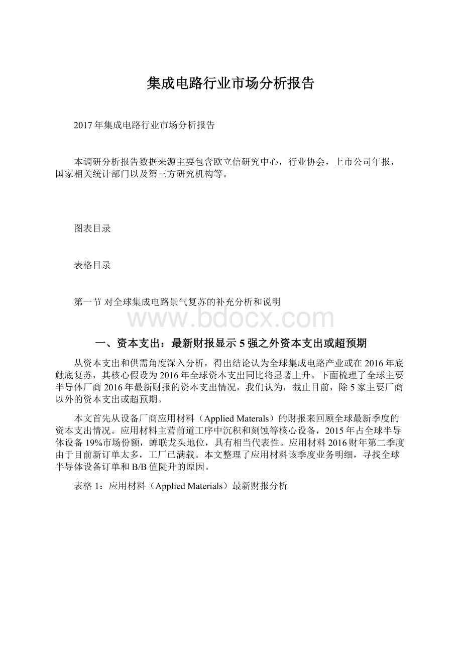 集成电路行业市场分析报告Word文档下载推荐.docx_第1页