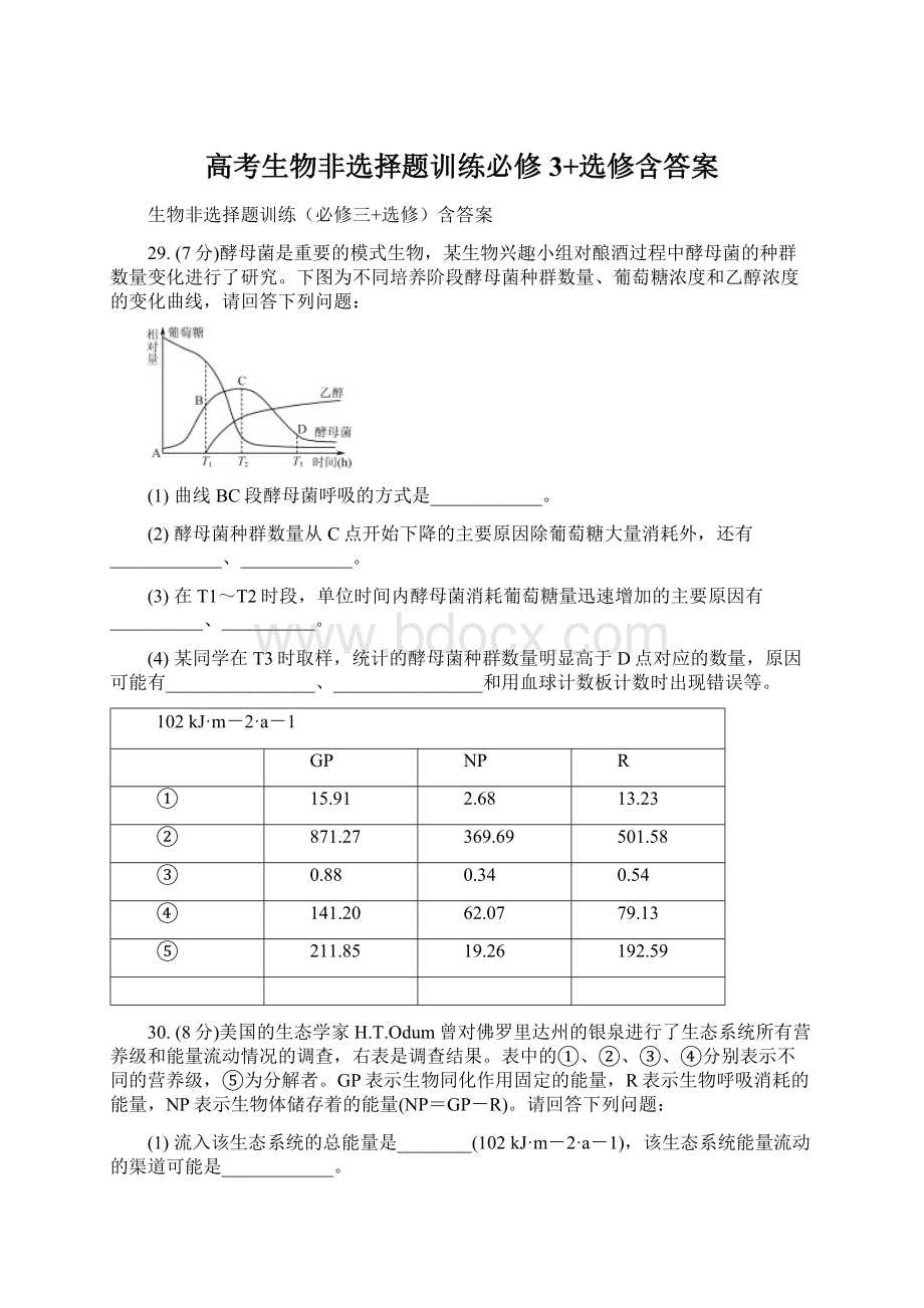 高考生物非选择题训练必修3+选修含答案.docx_第1页