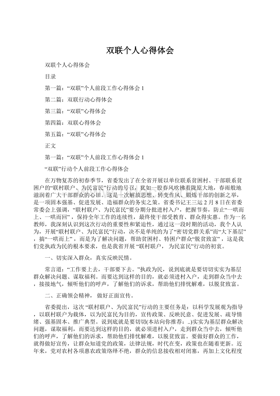 双联个人心得体会Word下载.docx