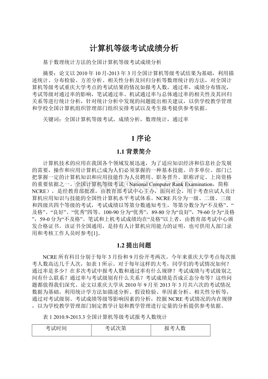 计算机等级考试成绩分析Word格式文档下载.docx_第1页