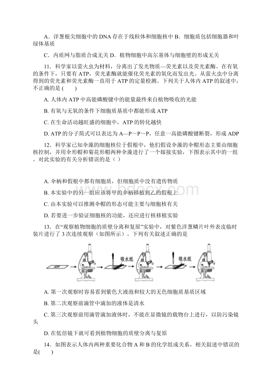 高一上学期期末考试生物试题+Word版含答案Word文件下载.docx_第3页