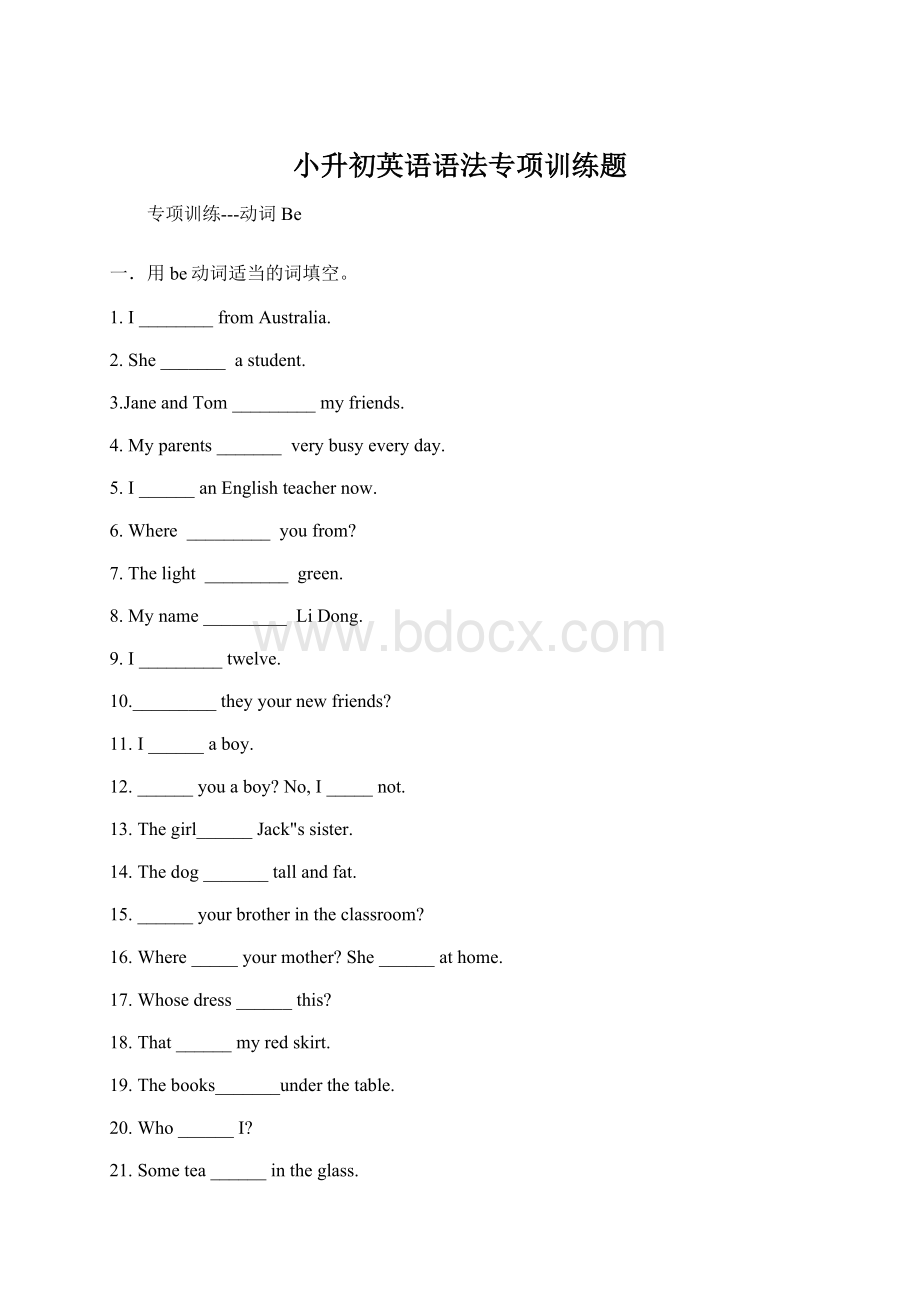 小升初英语语法专项训练题Word文档格式.docx