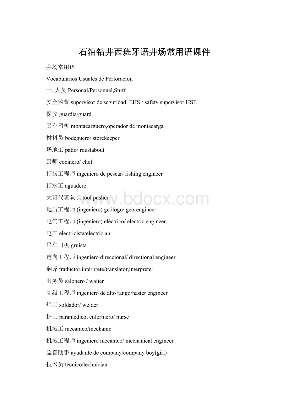 石油钻井西班牙语井场常用语课件.docx_第1页