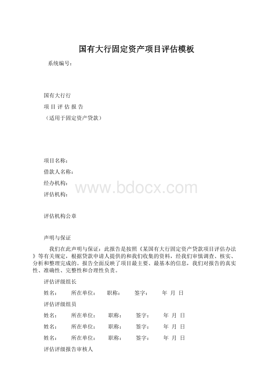 国有大行固定资产项目评估模板.docx