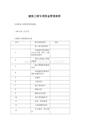 建筑工程专项资金管理表样.docx