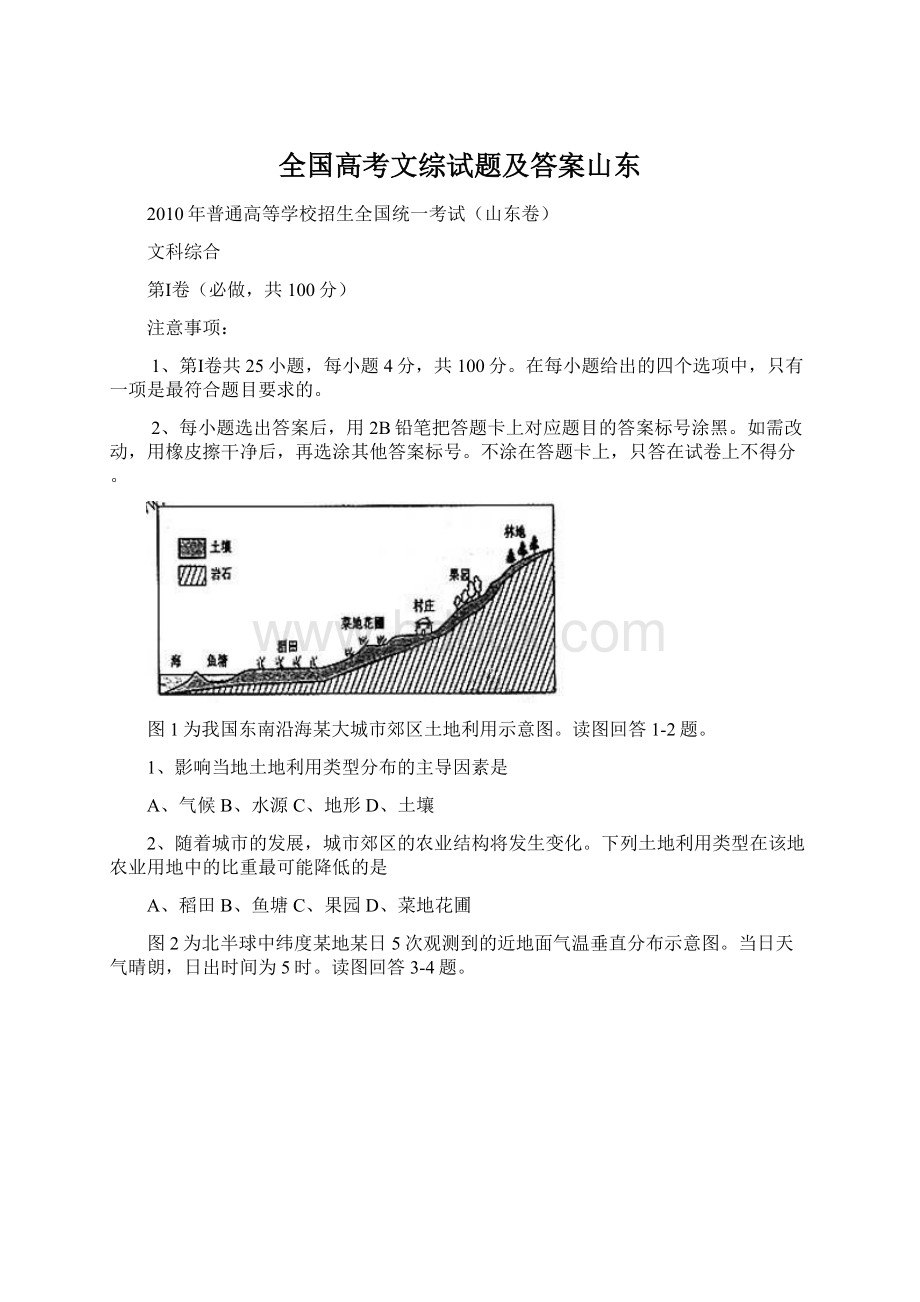 全国高考文综试题及答案山东.docx_第1页