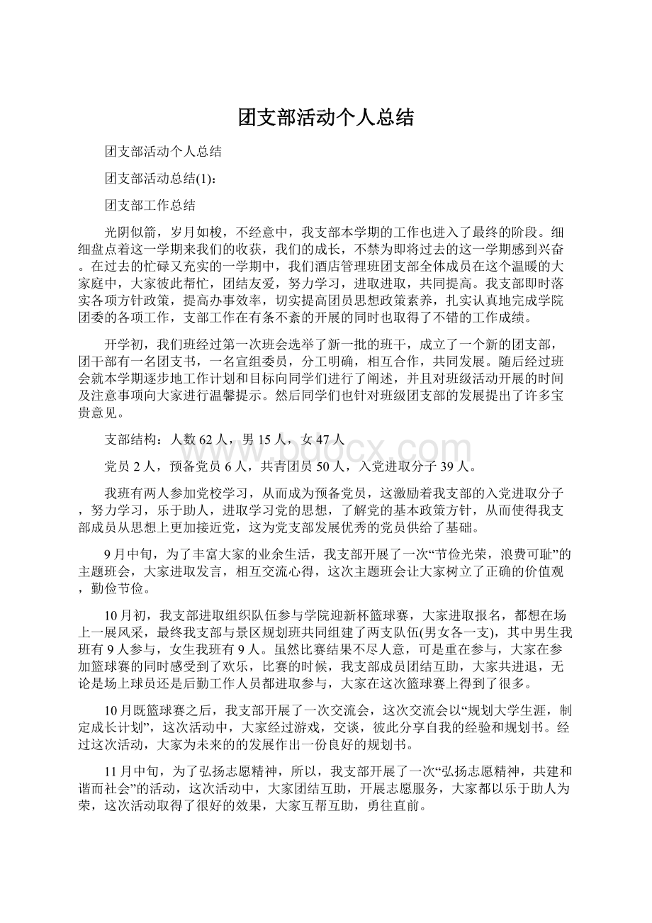 团支部活动个人总结.docx