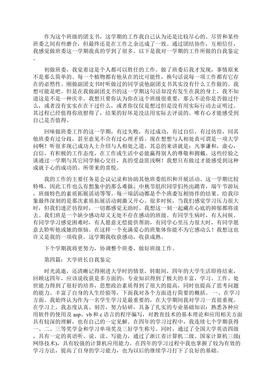 大学团支书自我鉴定精选多篇Word文档格式.docx_第3页