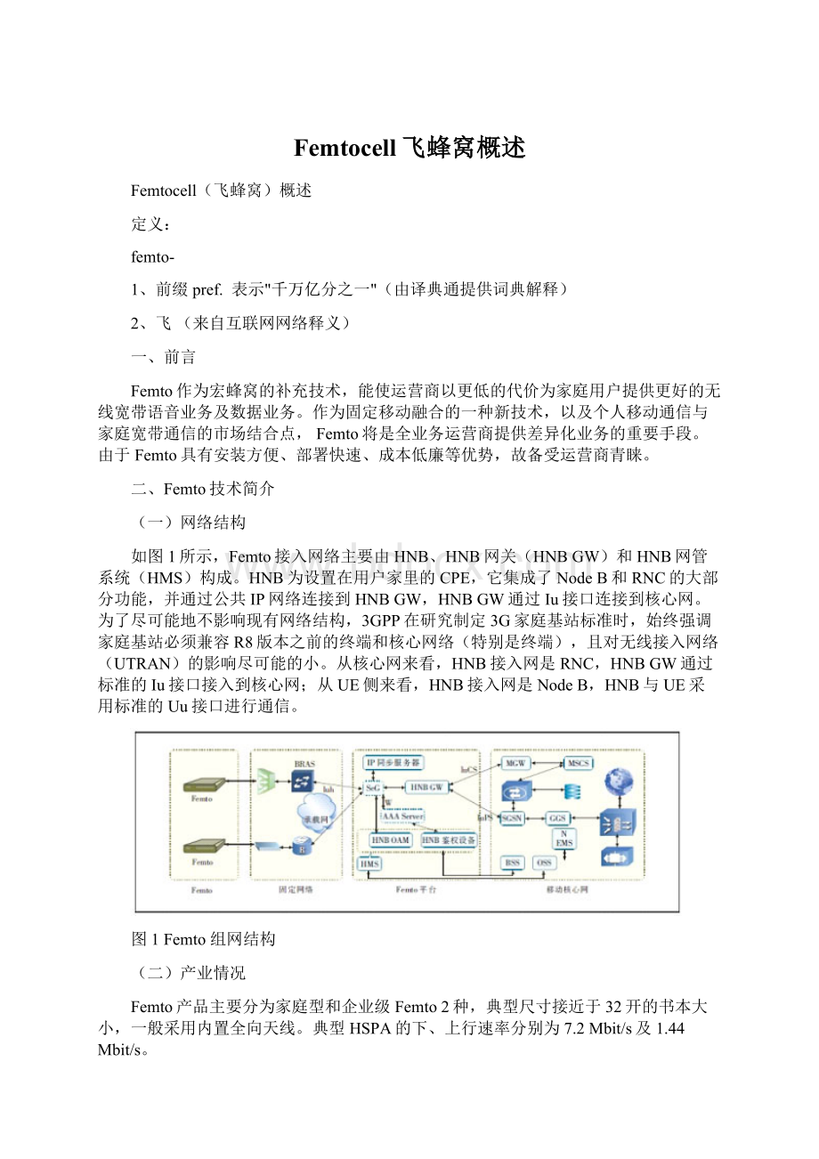 Femtocell飞蜂窝概述Word文档下载推荐.docx