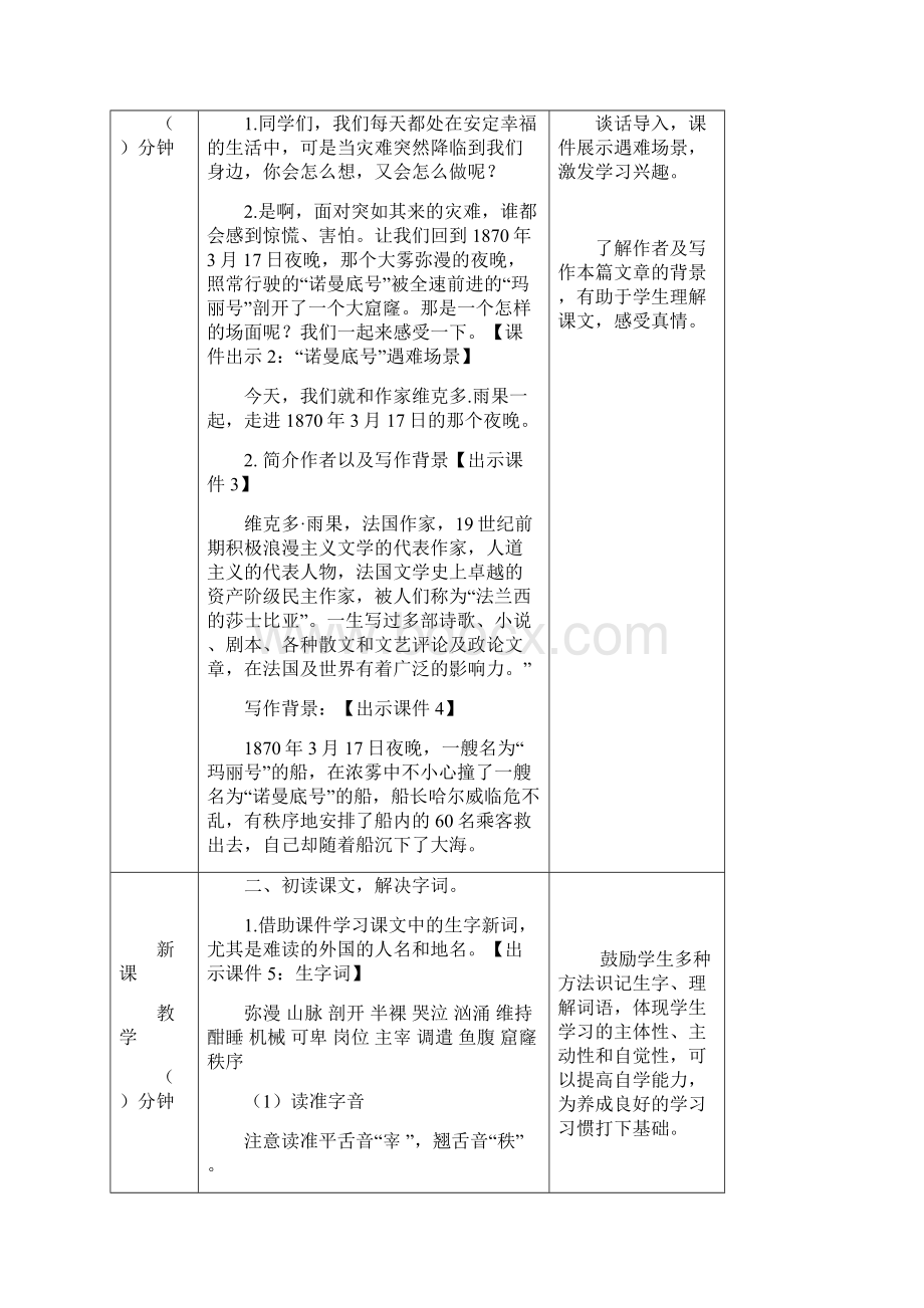 部编版四年级语文下册23诺曼底号遇难记教案文档格式.docx_第2页