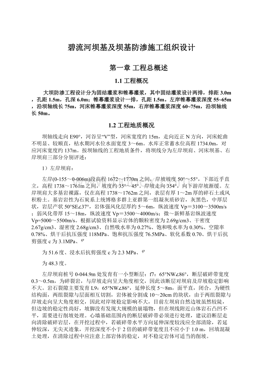 碧流河坝基及坝基防渗施工组织设计文档格式.docx_第1页