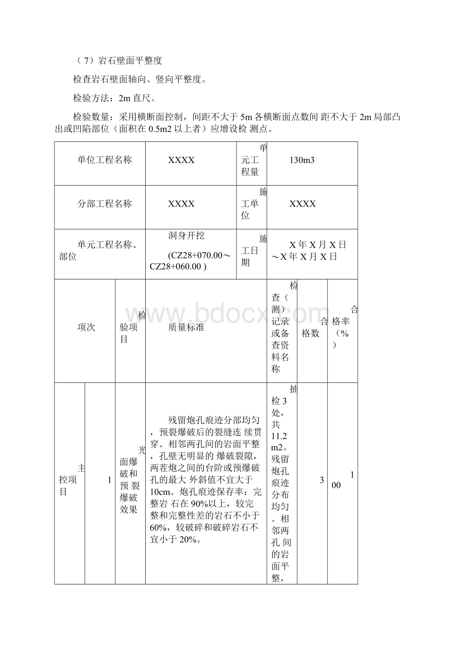 水网工程隧洞开挖施工质量评定表Word格式.docx_第3页