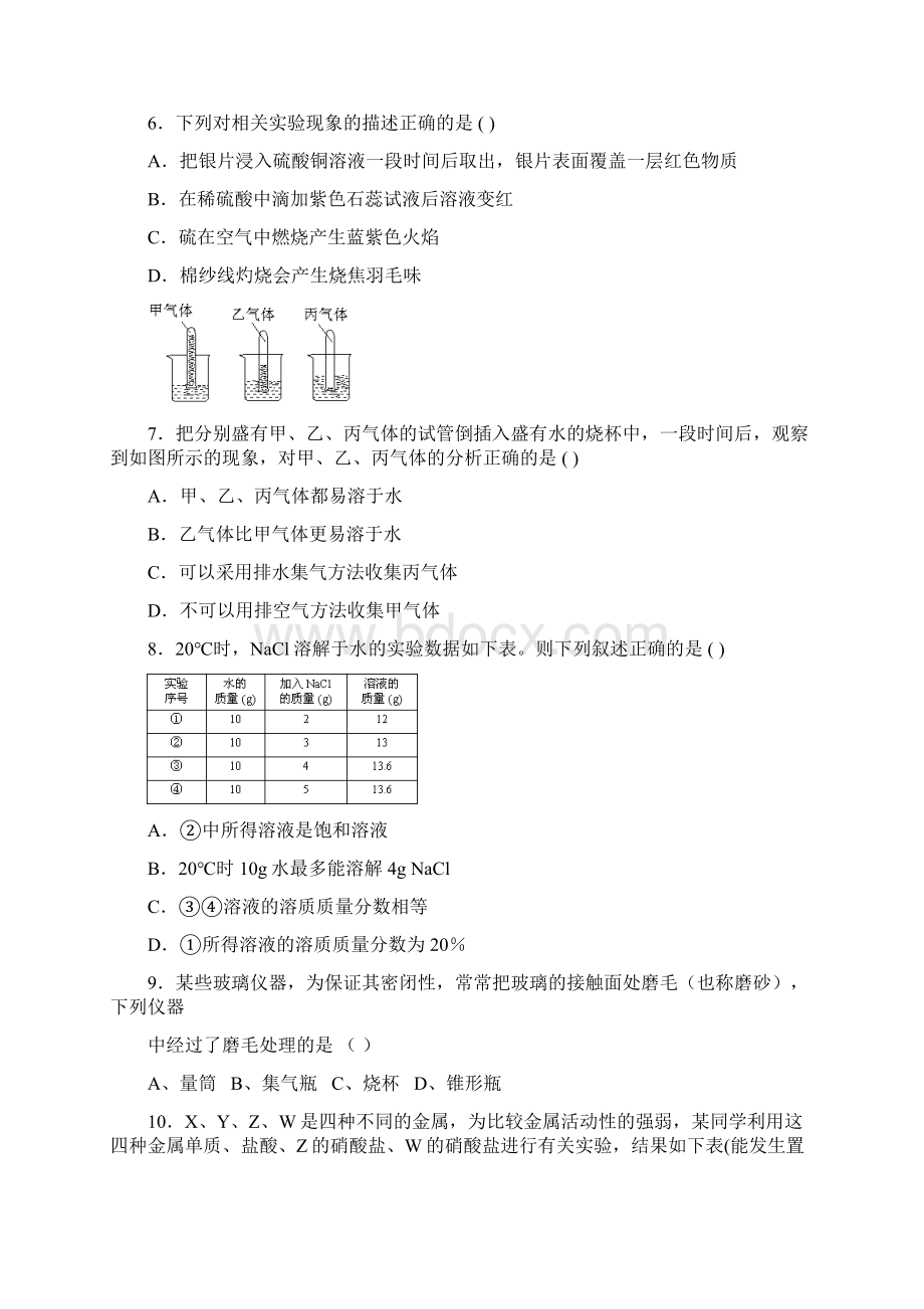 良光中学化学联赛模拟试题.docx_第2页