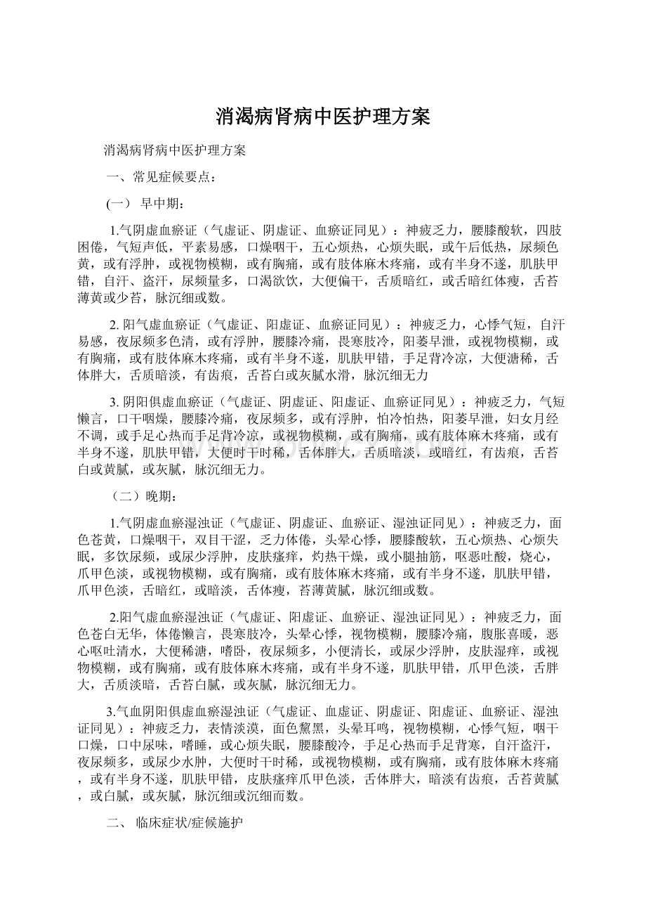 消渴病肾病中医护理方案.docx_第1页