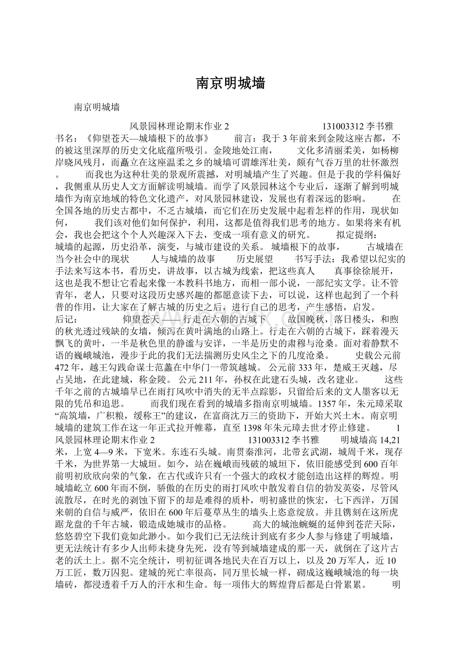 南京明城墙文档格式.docx