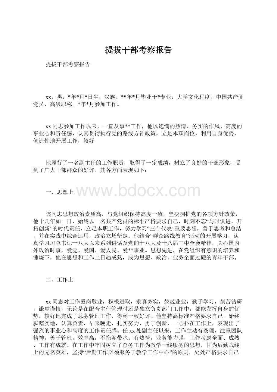 提拔干部考察报告.docx