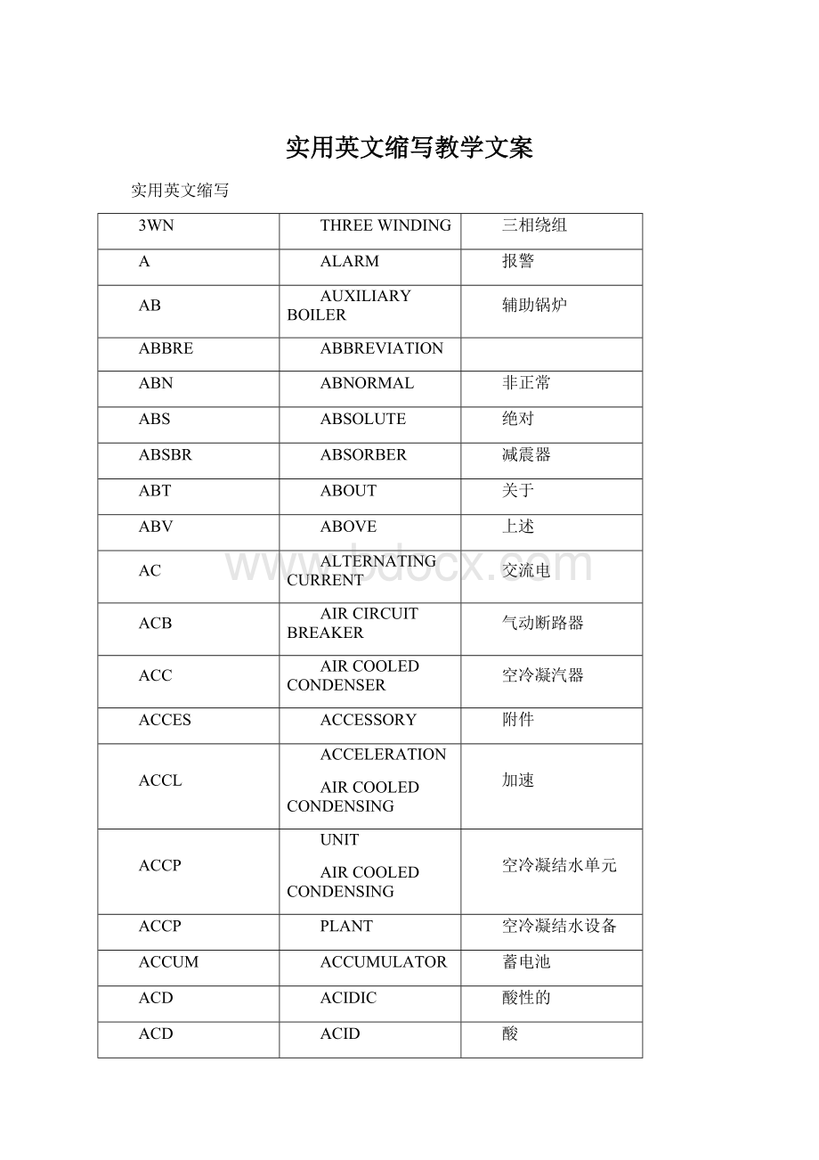 实用英文缩写教学文案.docx