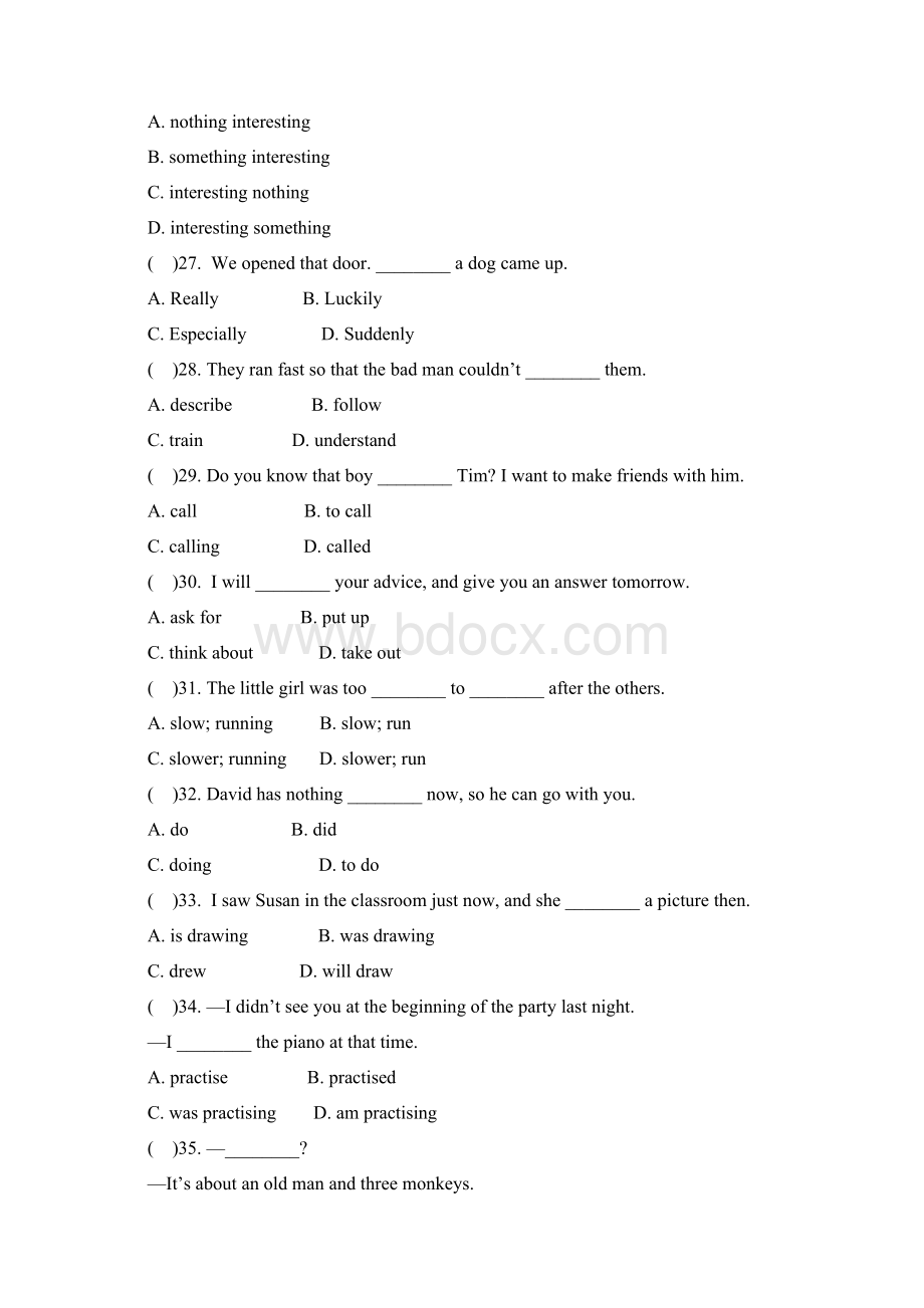 外研版英语八年级上册 Module 7 单元测试题无听力含答案.docx_第2页