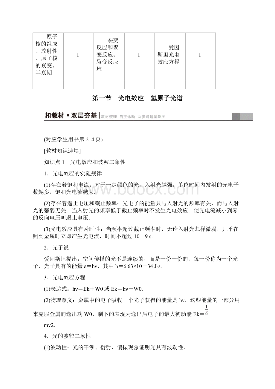 物理高考一轮复习 第12章 第1节 光电效应 氢原子光谱Word文档下载推荐.docx_第2页