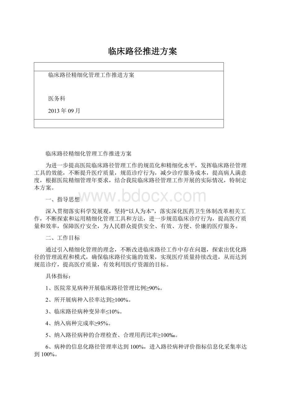 临床路径推进方案Word文档下载推荐.docx_第1页