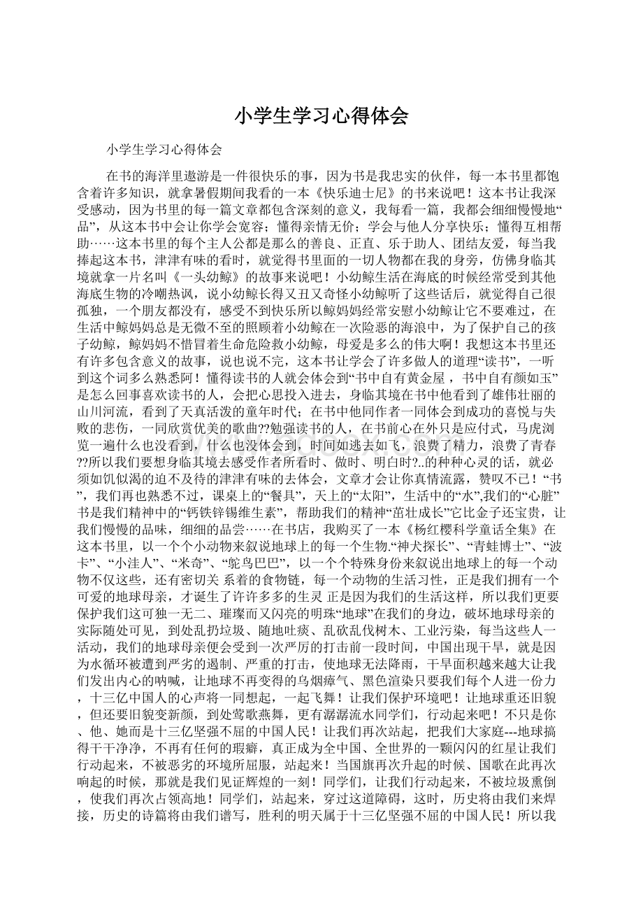 小学生学习心得体会Word文档格式.docx