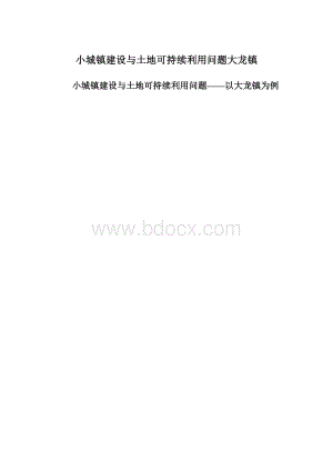 小城镇建设与土地可持续利用问题大龙镇文档格式.docx