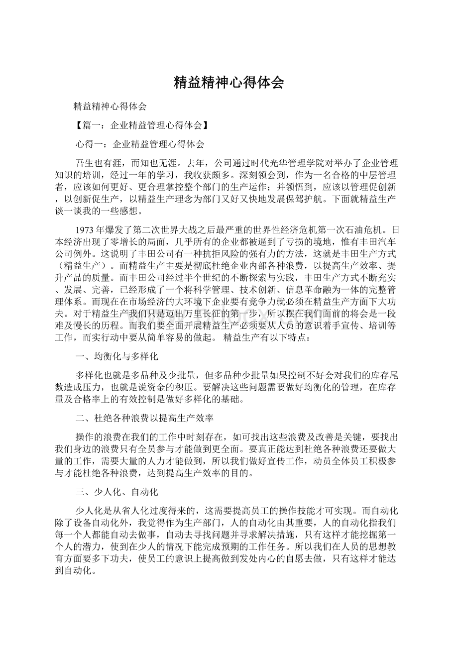 精益精神心得体会文档格式.docx