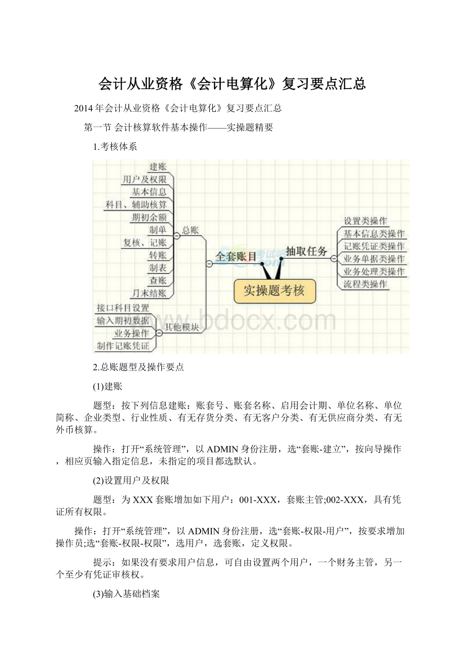 会计从业资格《会计电算化》复习要点汇总.docx