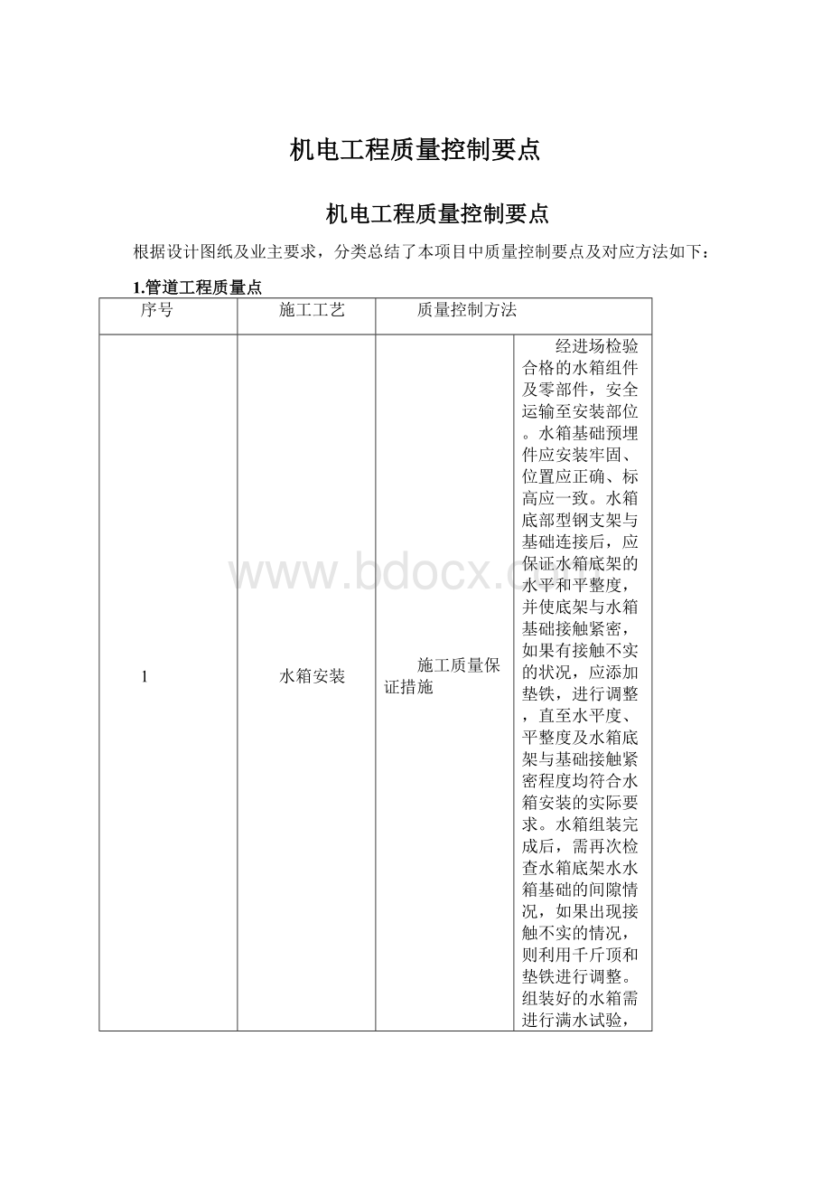 机电工程质量控制要点文档格式.docx