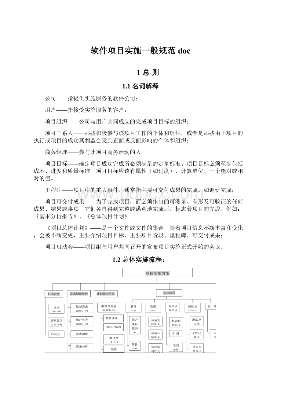 软件项目实施一般规范docWord文档下载推荐.docx