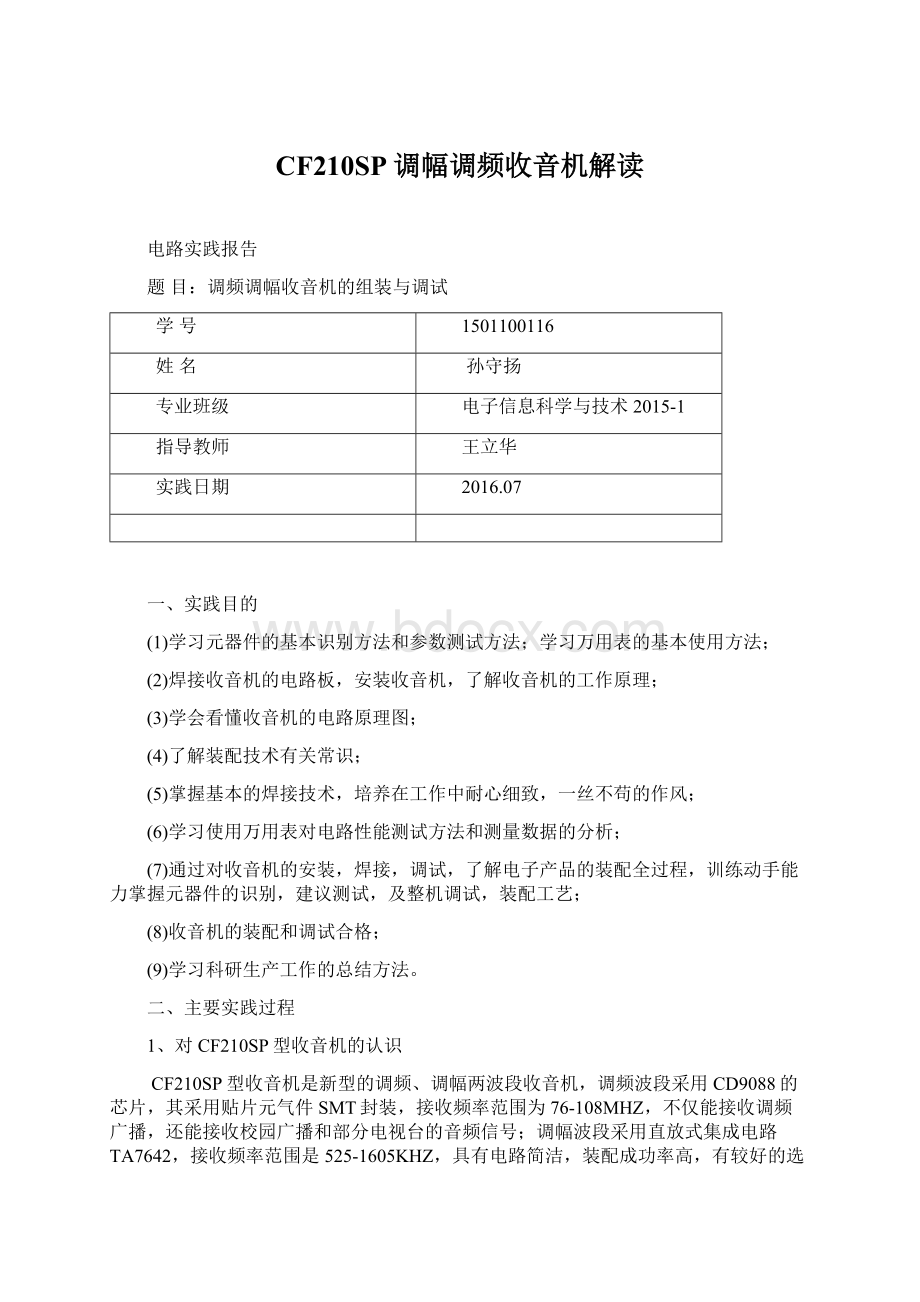 CF210SP调幅调频收音机解读Word文档下载推荐.docx_第1页