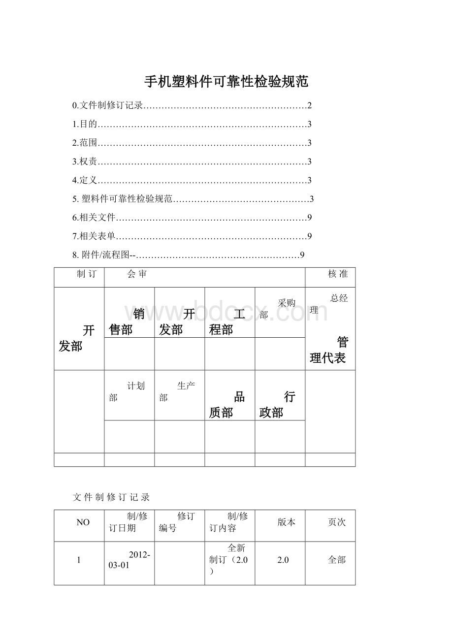 手机塑料件可靠性检验规范Word文档格式.docx