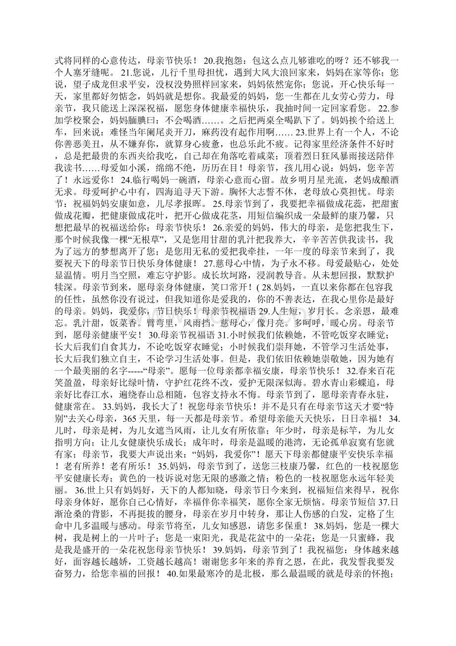 爱你我的妈妈祝您母亲节快乐短信祝福语精品文档.docx_第2页