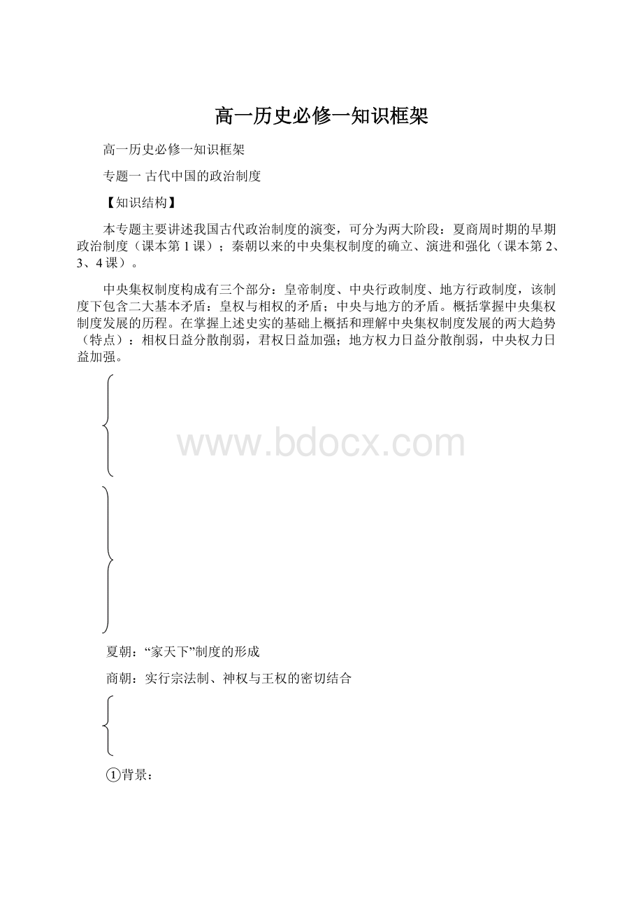 高一历史必修一知识框架.docx