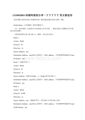 COMODO局域网规则分享一下下下下下 男女都适用Word文档格式.docx