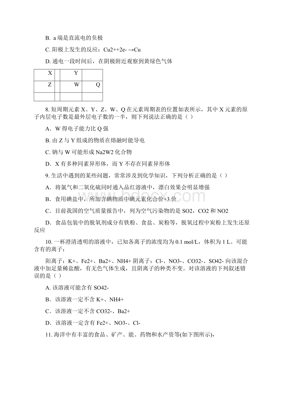 套卷上海市青浦区届高三上学期期末考试即一模化学试题.docx_第3页