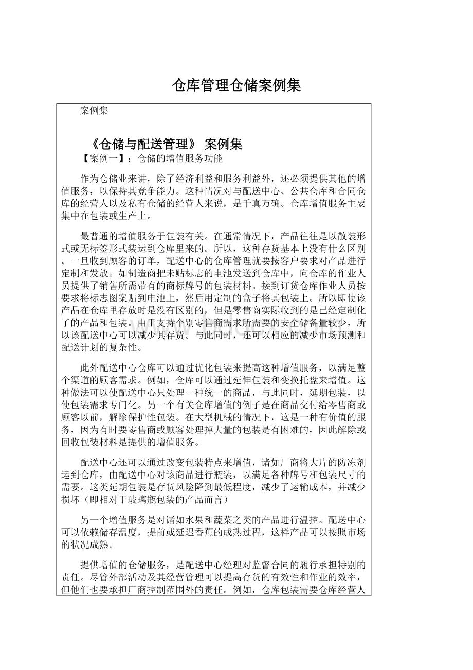 仓库管理仓储案例集Word下载.docx