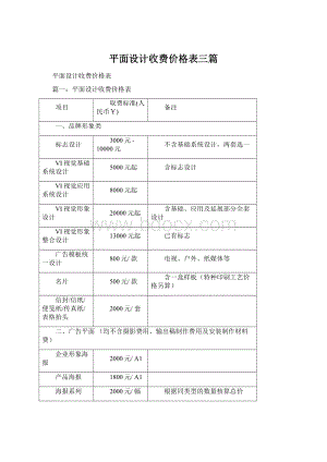 平面设计收费价格表三篇.docx