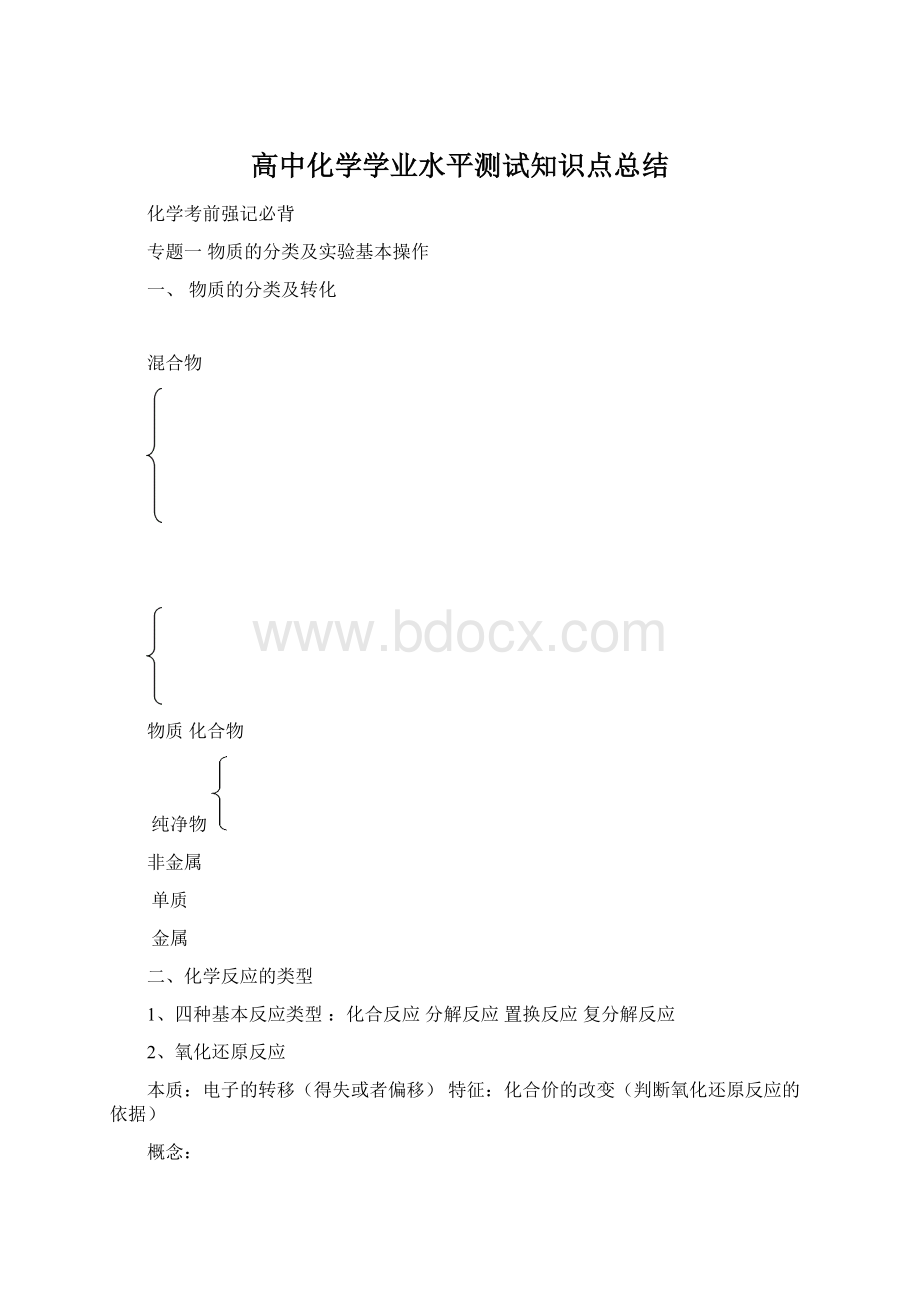 高中化学学业水平测试知识点总结.docx