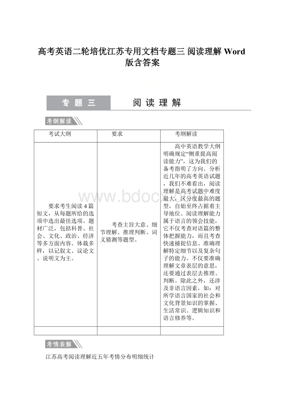 高考英语二轮培优江苏专用文档专题三 阅读理解 Word版含答案Word下载.docx_第1页