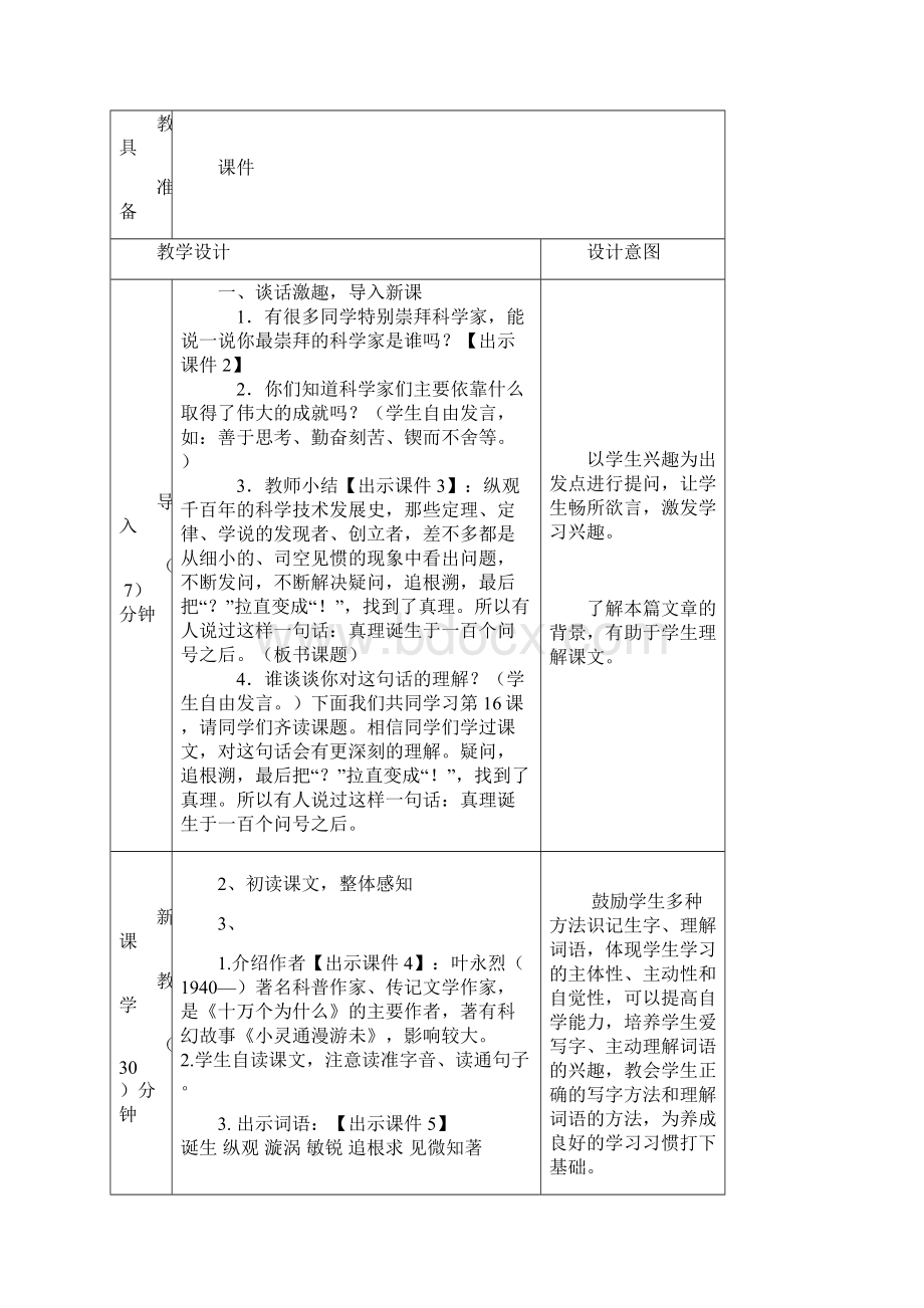 最新人教部编版六年级语文下册16 真理诞生于一百个问号之后教案.docx_第2页